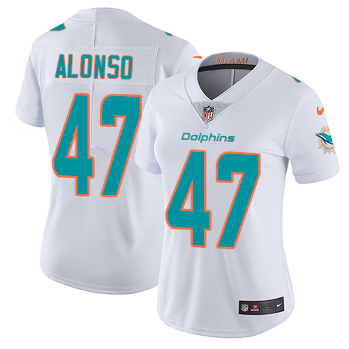 Nike Miami Dolphins #47 Kiko Alonso White Women Stitched NFL Vapor Untouchable Limited Jersey->women nfl jersey->Women Jersey